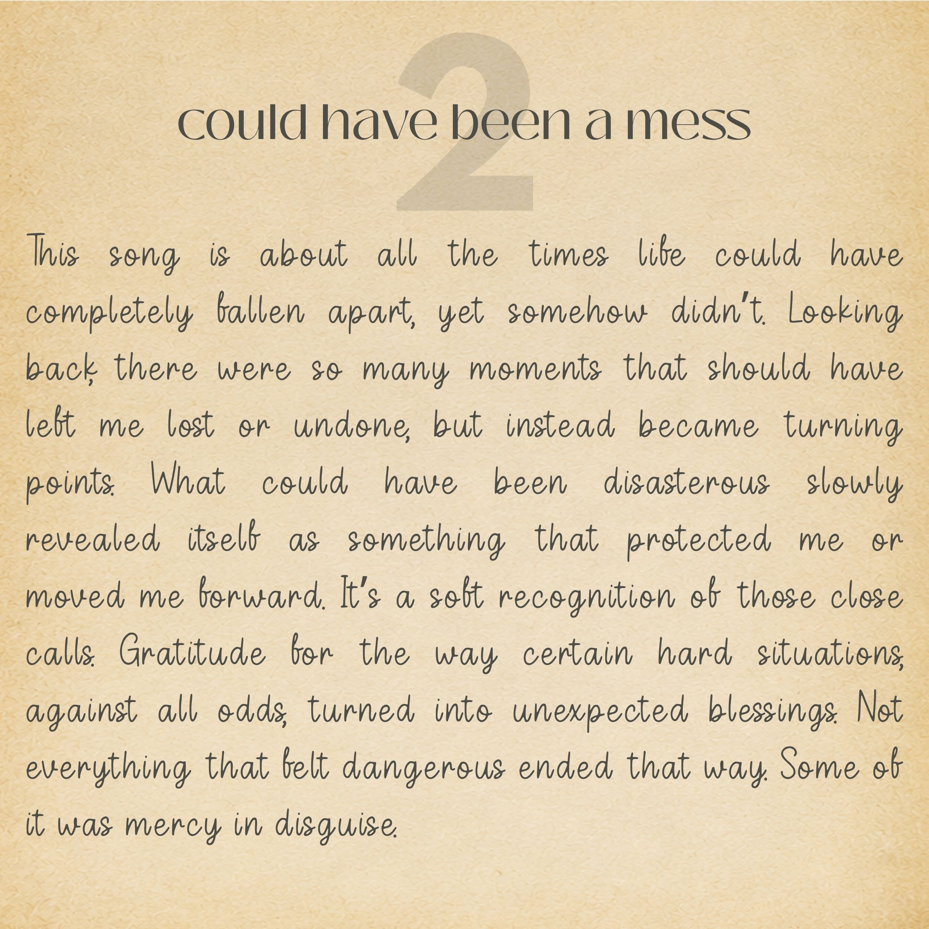 could've been a mess – song notes
